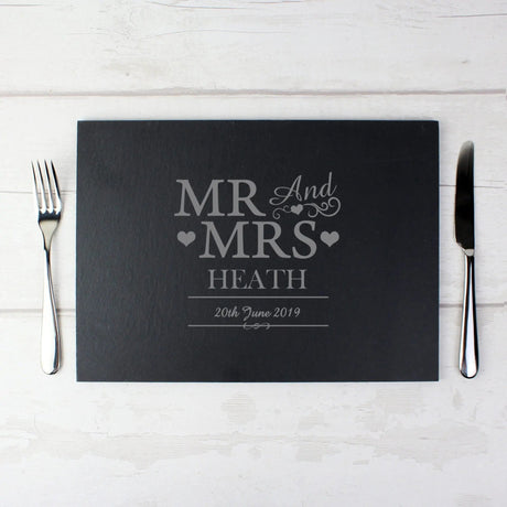 Personalised Mr & Mrs Slate Placemat: 2 - Placemats By Gift Moments