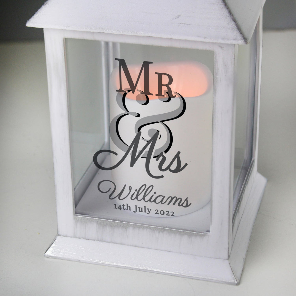 Personalised Mr & Mrs Lantern: 3 - LED Lighting By Gift Moments