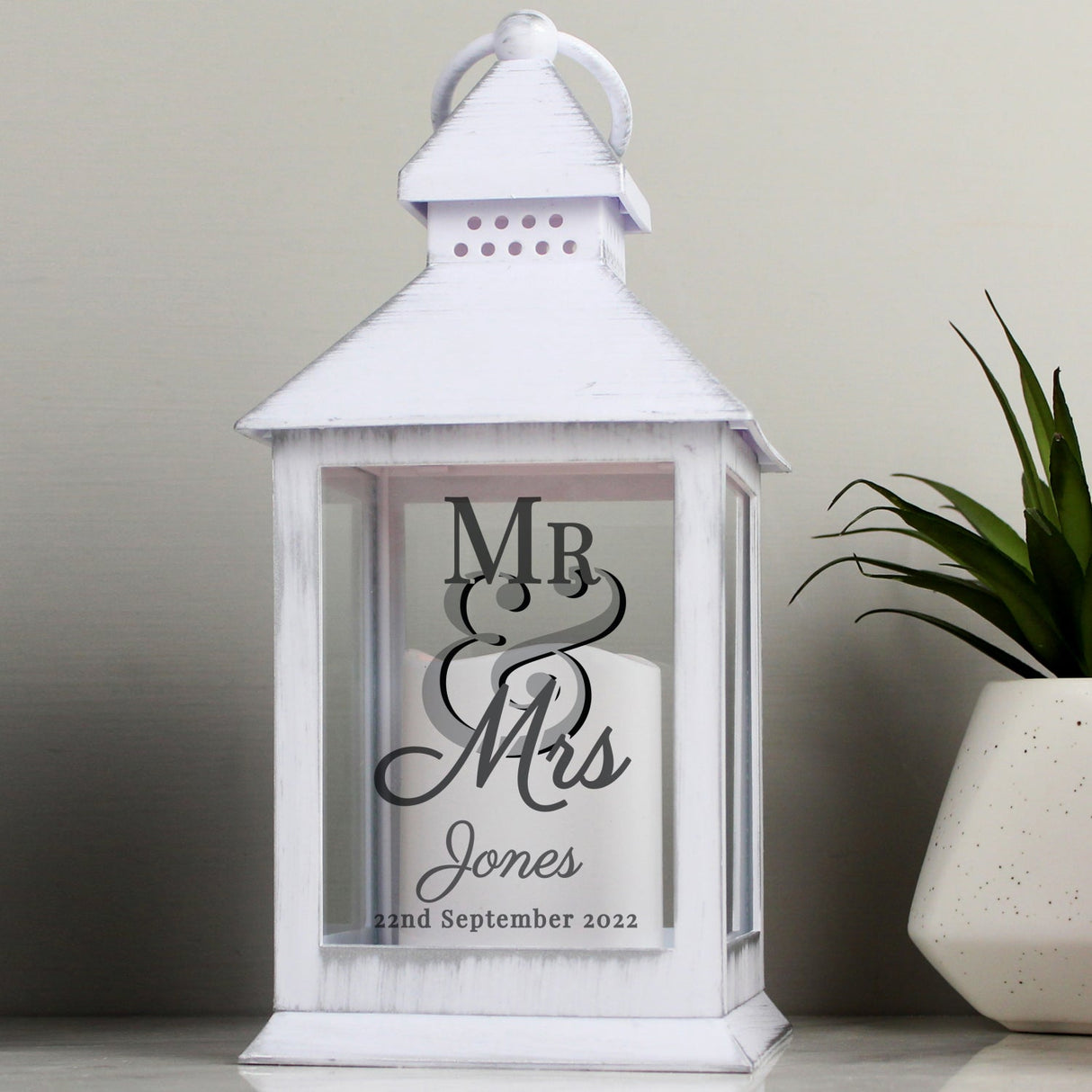 Personalised Mr & Mrs Lantern: 1 - LED Lighting By Gift Moments