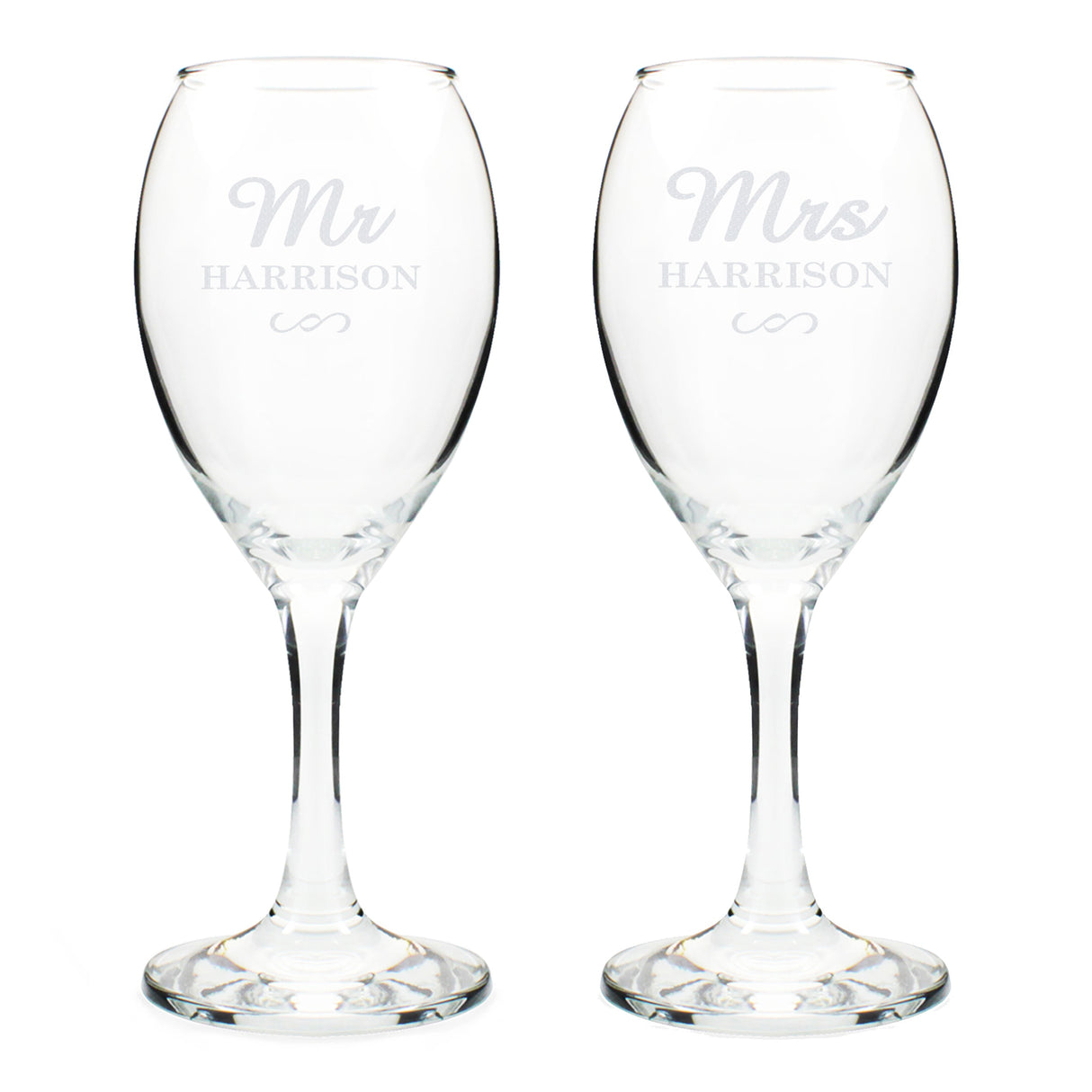 Personalised Mr & Mrs Wine Glasses Set: 4 - Wine Glasses By Gift Moments