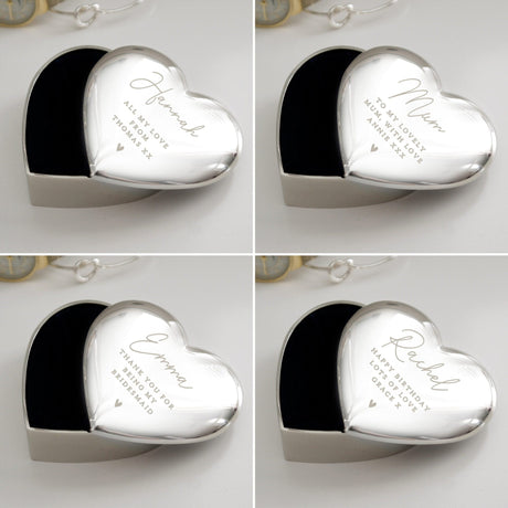 Personalised Heart Trinket Box with Message: 3 - Trinket Boxes By Gift Moments