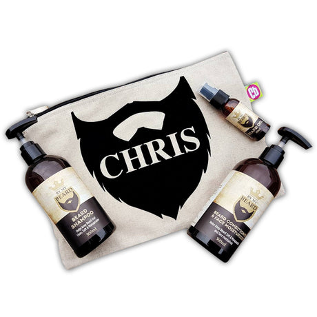 Personalised Beard Grooming Kit: 2 - Toiletry & Makeup Bags By Gift Moments