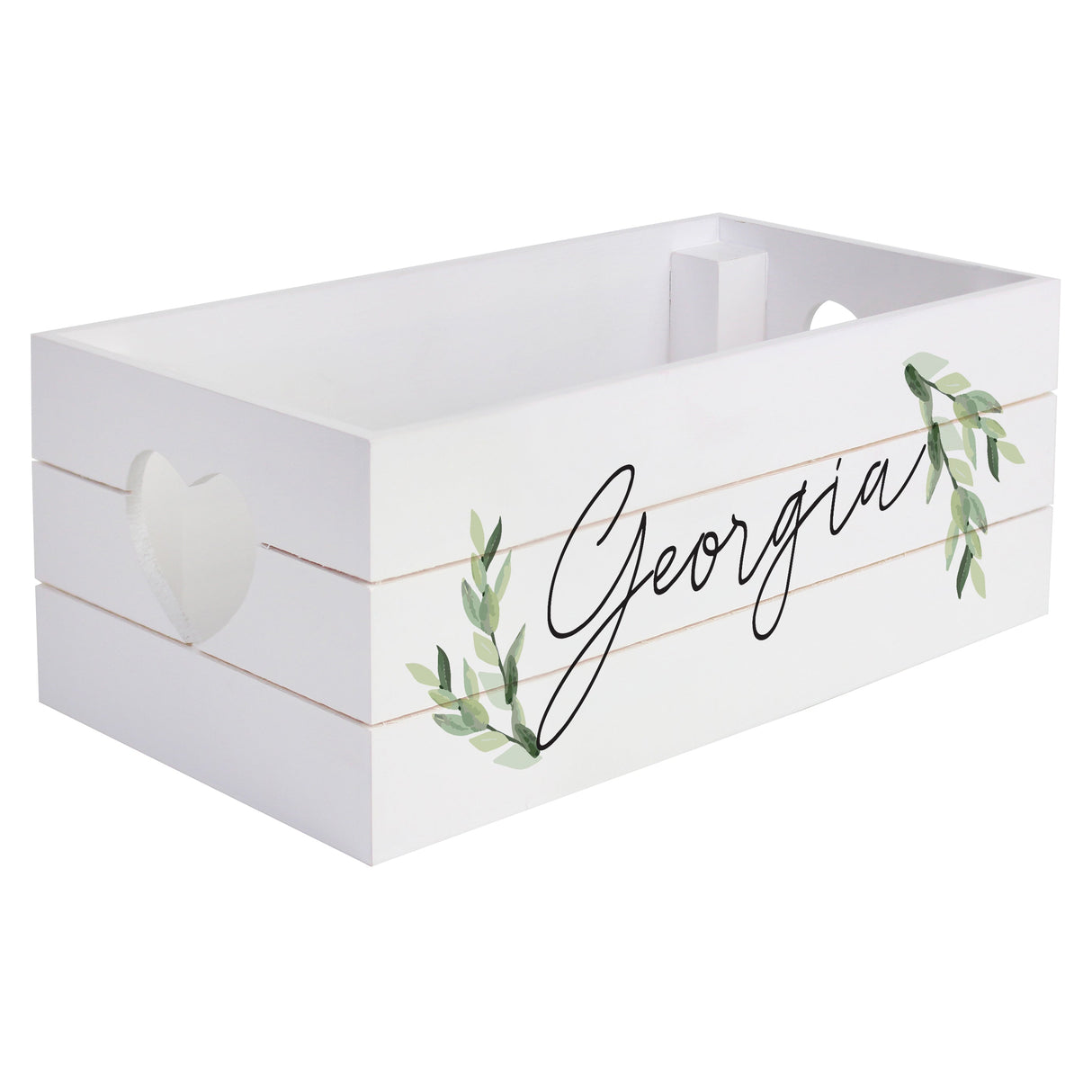 Personalised Botanical White Wooden Crate: 5 - Storage By Gift Moments