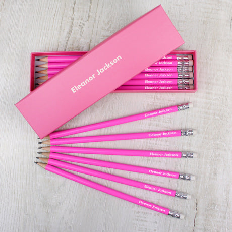 Personalised Pink Pencil Box with 12 Pencils: 1 - Pens & Pencils By Gift Moments