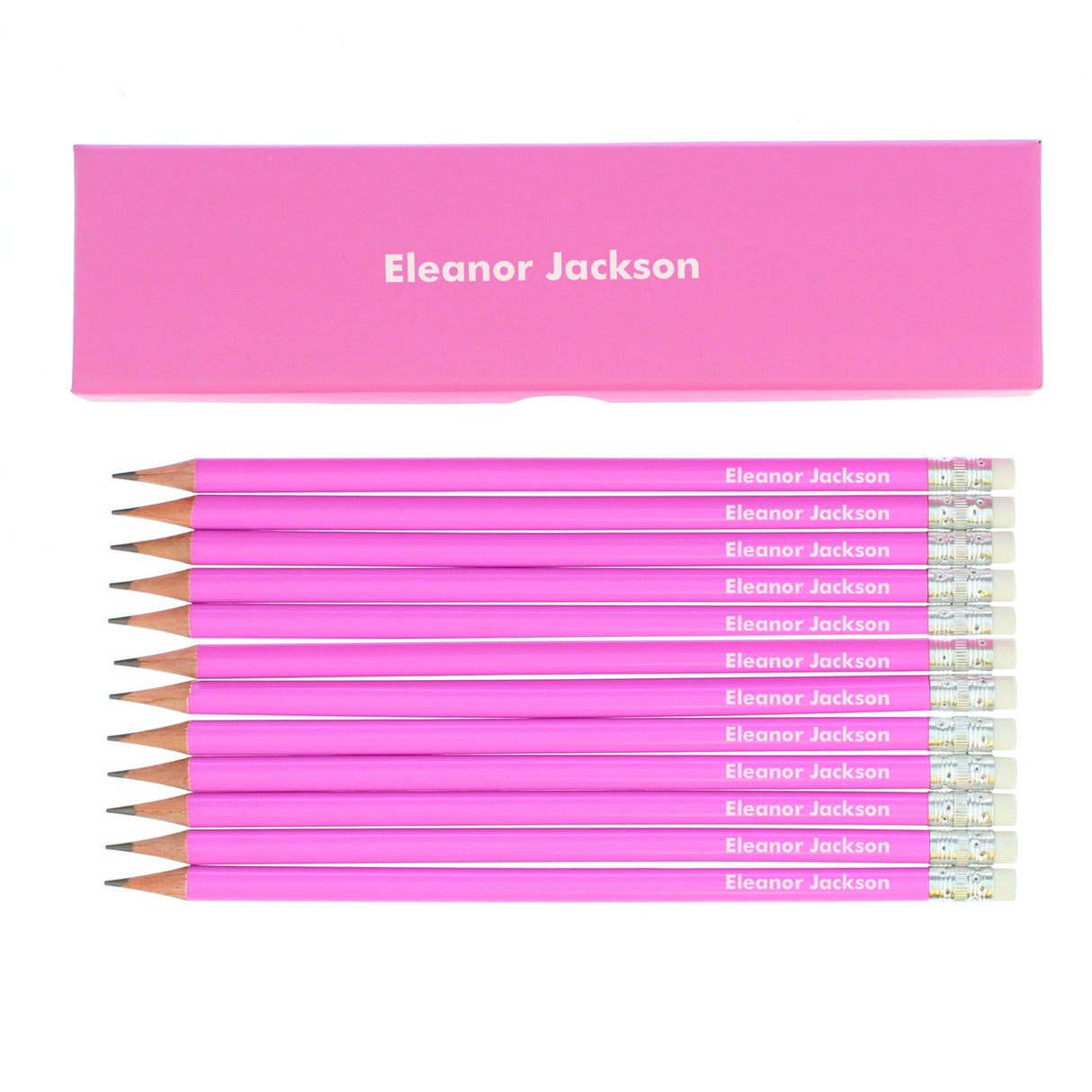 Personalised Pink Pencil Box with 12 Pencils: 4 - Pens & Pencils By Gift Moments