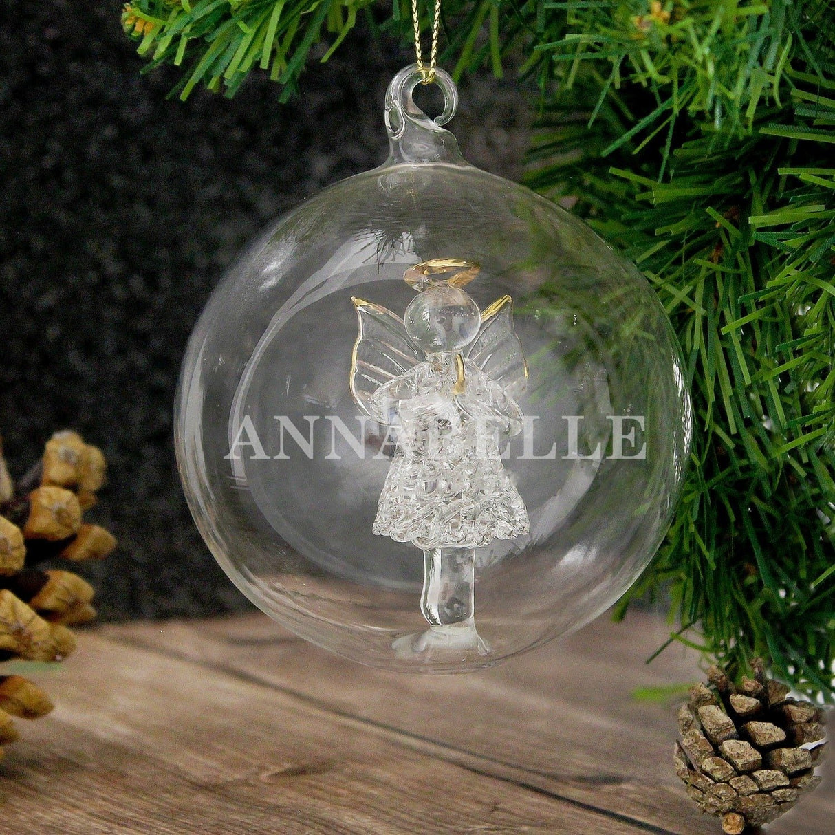 Personalised Glass Name Baubles for Christmas: 1 - Angel - Christmas Baubles By Gift Moments