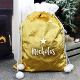 Personalised Gold Luxury Pom Pom Gift Sack: 1 - Christmas Sacks By Gift Moments