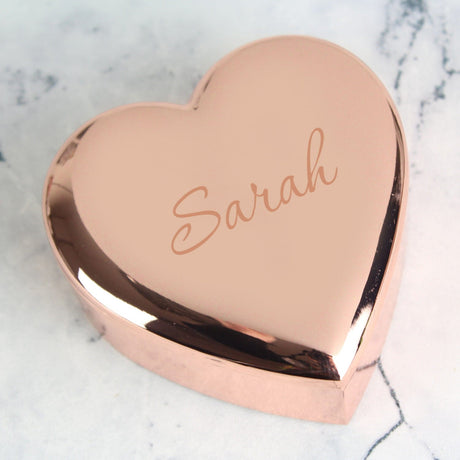 Personalised Rose Gold Heart Trinket Box: 2 - Trinket Boxes By Gift Moments