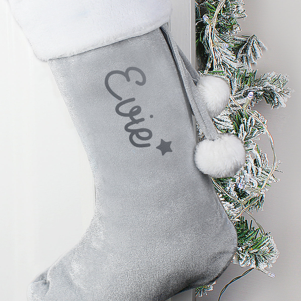 Personalised Grey Velvet Christmas Stocking: 1 - Christmas Stockings By Gift Moments