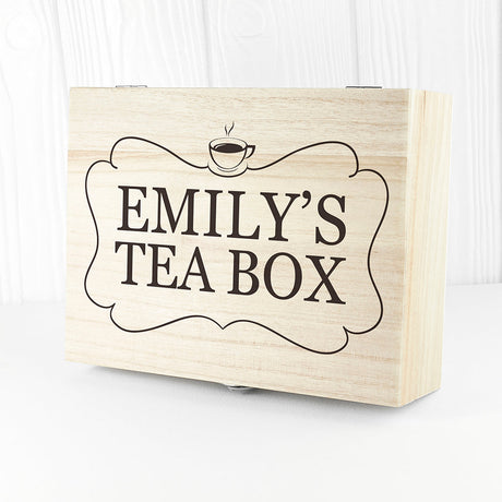 Personalised Name Tea Box Selection: 2 - Charcoal - Tea Boxes By Gift Moments