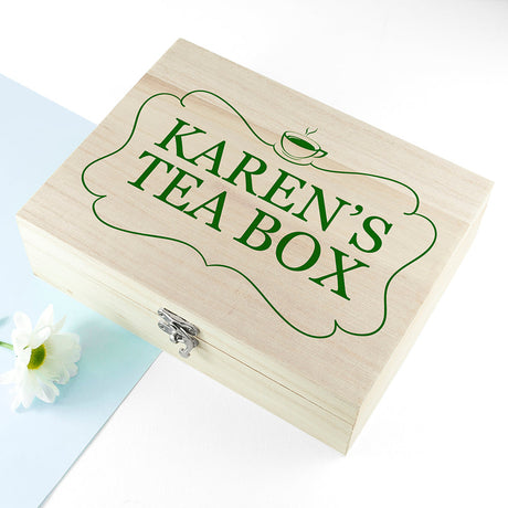 Personalised Name Tea Box Selection: 1 - Green - Tea Boxes By Gift Moments