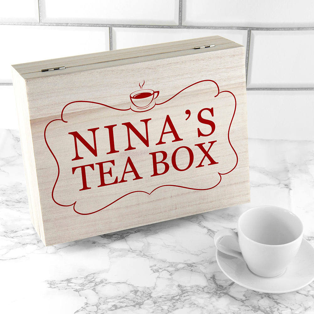 Personalised Tea Box Selection: 3 - Red - Tea Boxes By Gift Moments