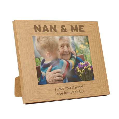 Personalised Nan & Me Oak Photo Frame: 4 - Photo Frames By Gift Moments