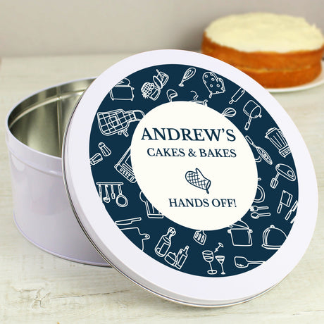 Personalised Navy Cake Tin with Custom Messages: 3 - Storage By Gift Moments