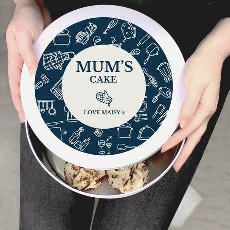 Personalised Navy Cake Tin with Custom Messages: 4 - Storage By Gift Moments