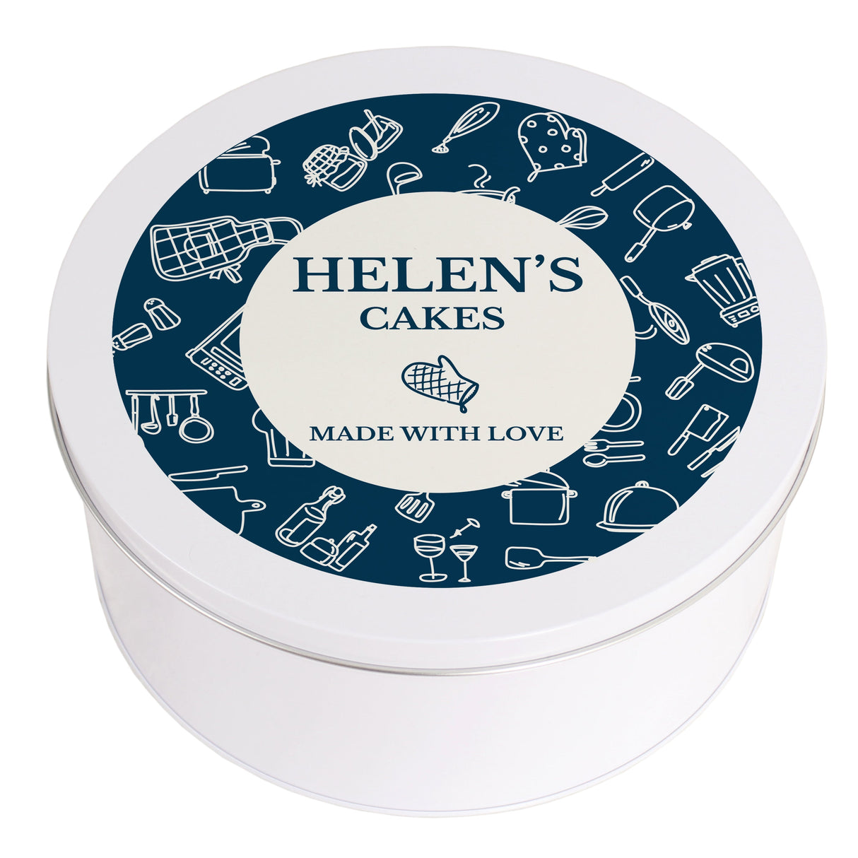 Personalised Navy Cake Tin with Custom Messages: 5 - Storage By Gift Moments