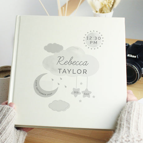 Personalised New Baby Moon & Stars Square Photo Album: 3 - Photo Albums By Gift Moments