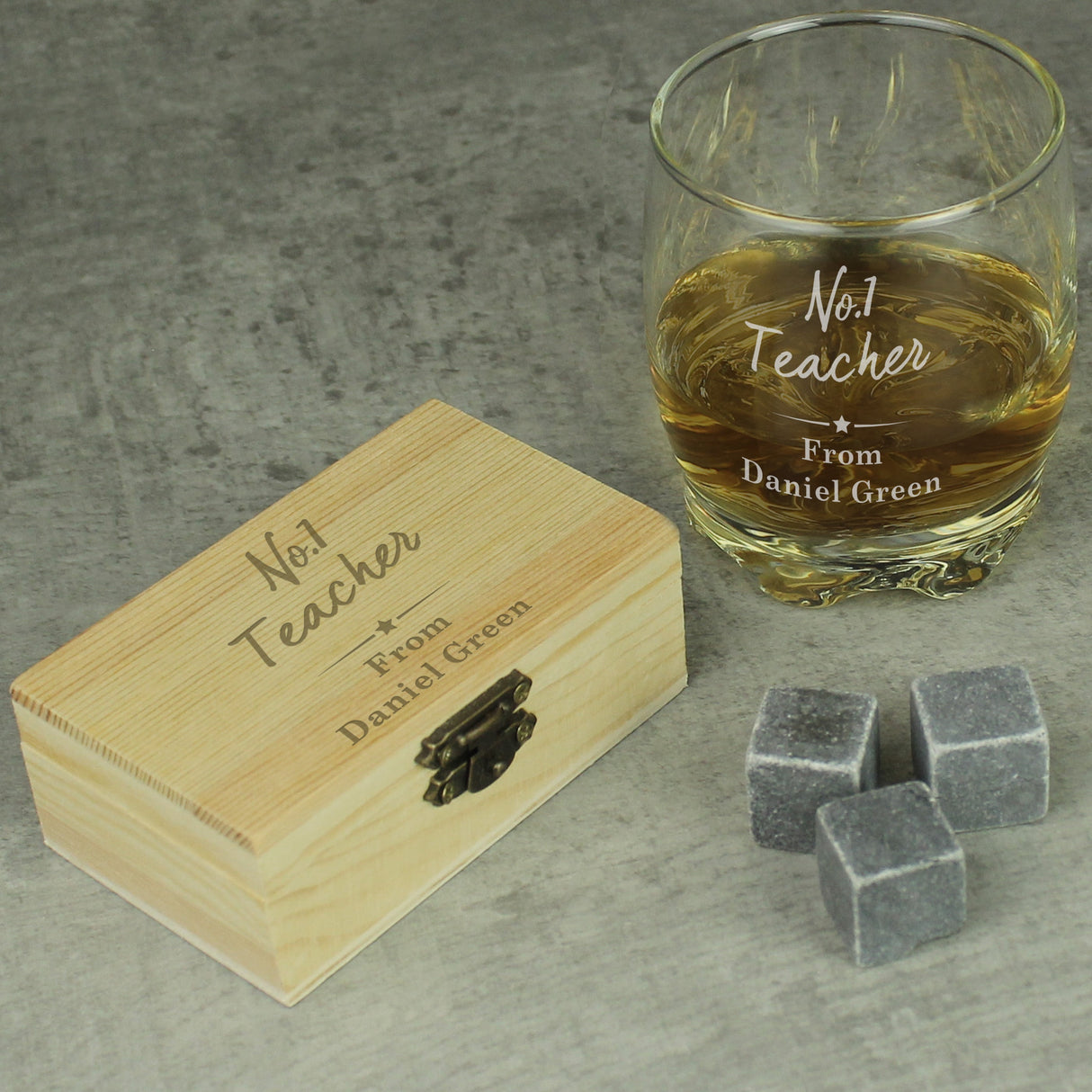 Personalised No.1 Whisky Cooling Stones & Glass Set: 2 - Barware By Gift Moments