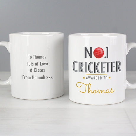 Personalised No.1 Cricketer Ceramic Mug: 1 - Mugs By Gift Moments