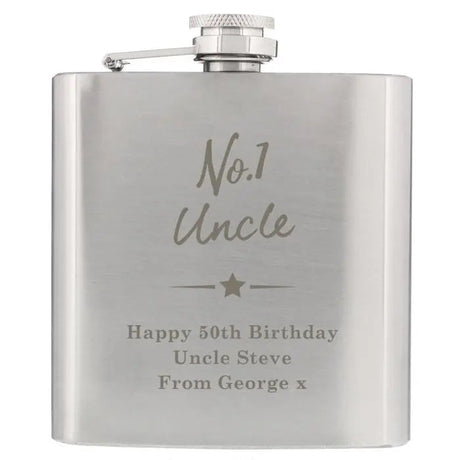 Personalised No.1 Stainless Steel Hip Flask: 3 - Hip Flasks By Gift Moments