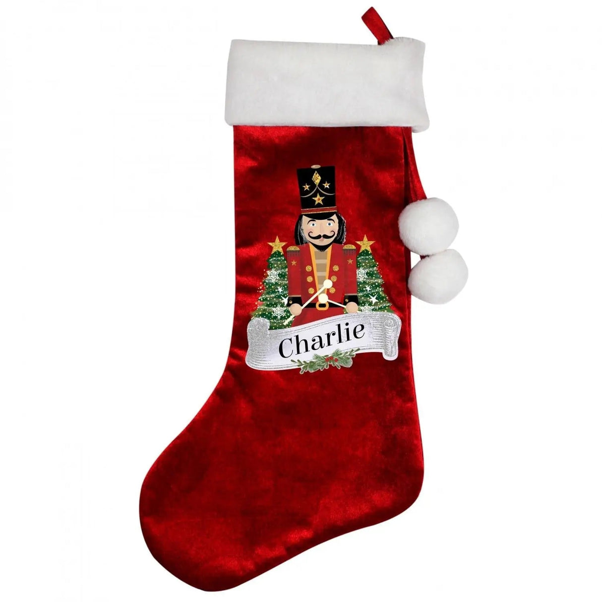 Personalised Nutcracker Red Velvet Christmas Stocking: 3 - Christmas Stockings By Gift Moments