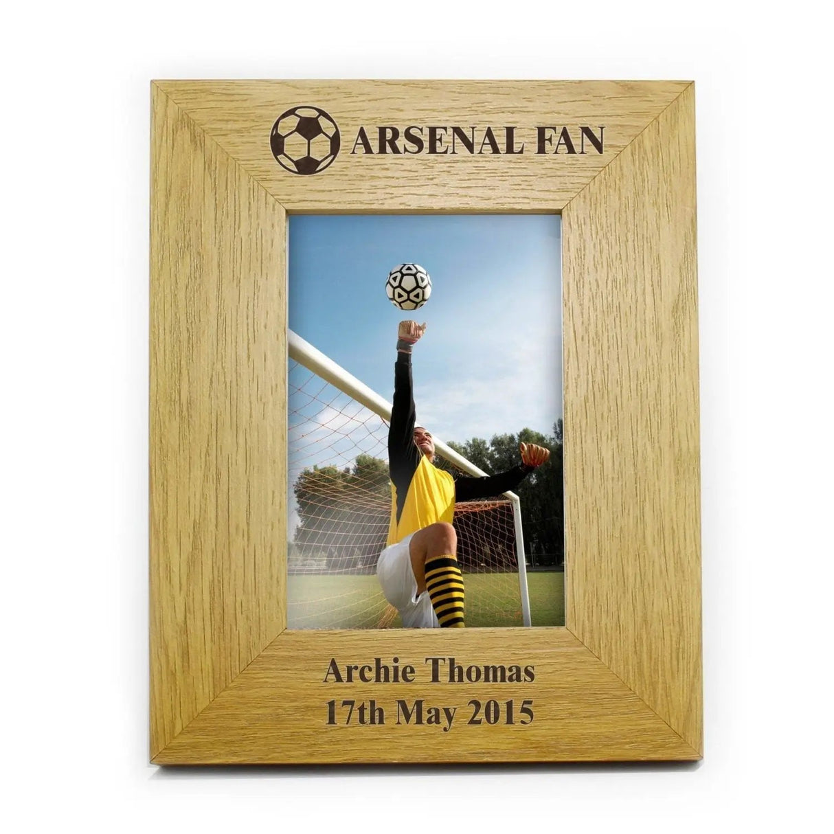 Personalised Oak Football Photo Frame 6x4: 2 - Photo Frames By Gift Moments