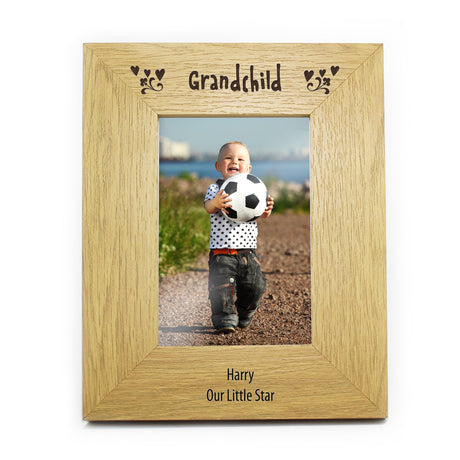 Personalised Oak Grandchild Photo Frame 4x6: 4 - Photo Frames By Gift Moments