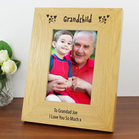 Personalised Oak Grandchild Photo Frame 4x6: 1 - Photo Frames By Gift Moments