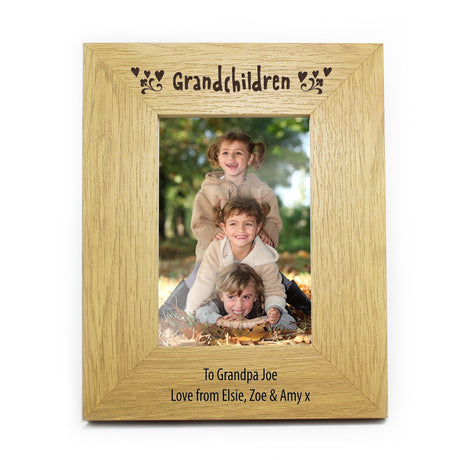 Personalised Oak Finish 6x4 Grandchildren Frame: 2 - Photo Frames By Gift Moments