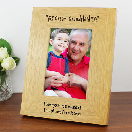 Personalised Oak Great Grandchild Photo Frame: 1 - Photo Frames By Gift Moments