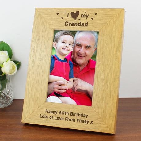 Personalised Oak Finish I Heart My Photo Frame: 5 - Photo Frames By Gift Moments