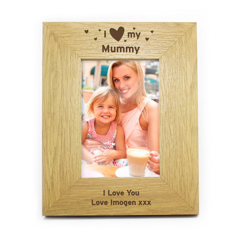 Personalised Oak Finish I Heart My Photo Frame: 2 - Photo Frames By Gift Moments