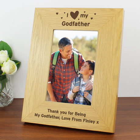 Personalised Oak Finish I Heart My Photo Frame: 8 - Photo Frames By Gift Moments