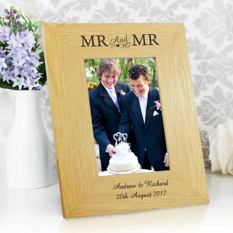 Personalised Oak Finish Mr & Mr Photo Frame: 1 - Photo Frames By Gift Moments