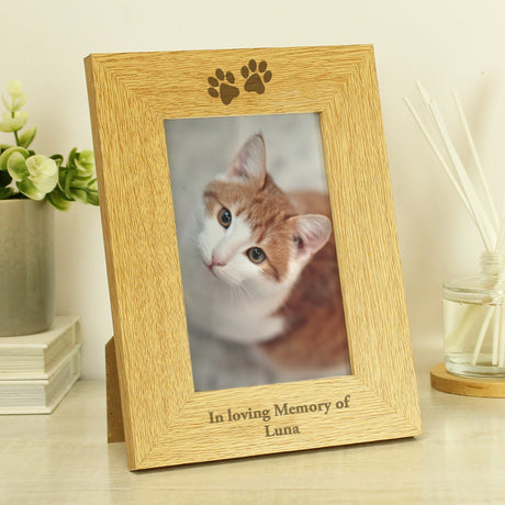 Personalised Oak Paw Prints Photo Frame 6x4: 2 - Photo Frames By Gift Moments