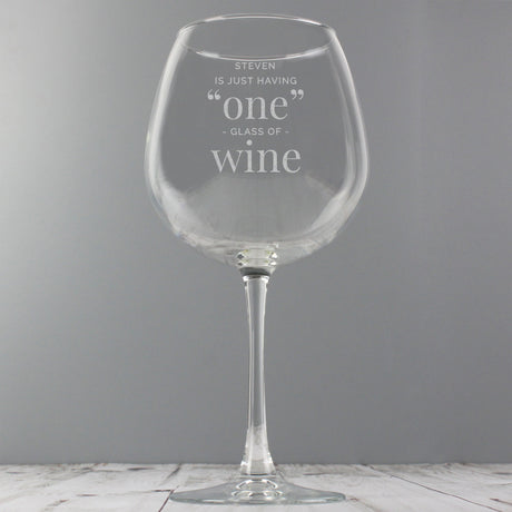 Personalised ’One Glass’ Bottle of Wine Glass: 3 - Wine Glasses By Gift Moments