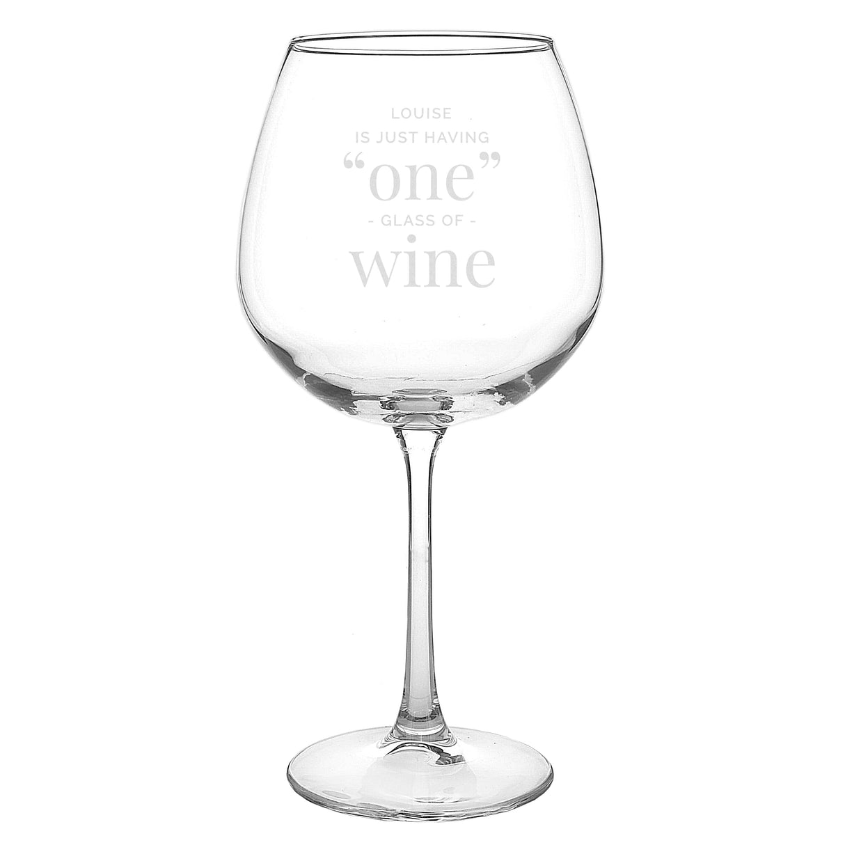 Personalised ’One Glass’ Bottle of Wine Glass: 4 - Wine Glasses By Gift Moments