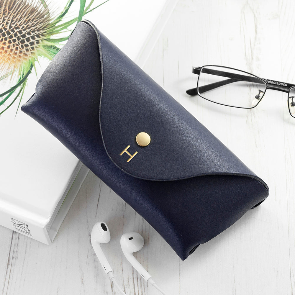 Personalised Origami Leather Glasses Cases Navy - Glasses Cases at Gift Moments