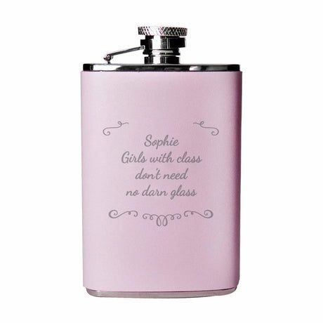 Personalised Pink Stainless Steel Hip Flask: 4 - Hip Flasks By Gift Moments