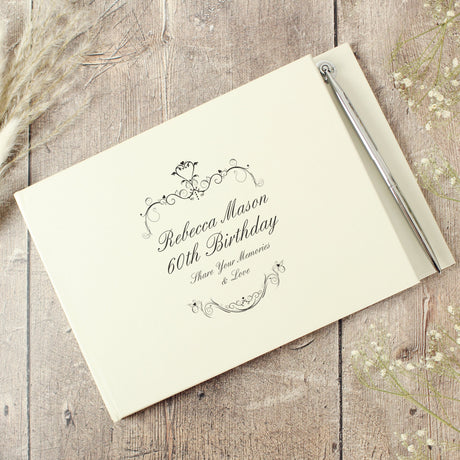 Personalised Ornate Swirl Guest Book & Pen: 3 - Guest Books By Gift Moments