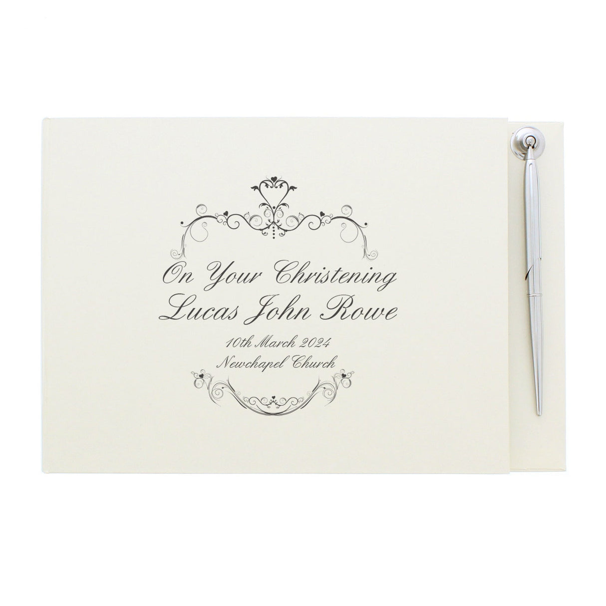 Personalised Ornate Swirl Guest Book & Pen: 5 - Guest Books By Gift Moments