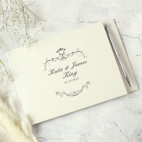 Personalised Ornate Swirl Guest Book & Pen: 2 - Guest Books By Gift Moments