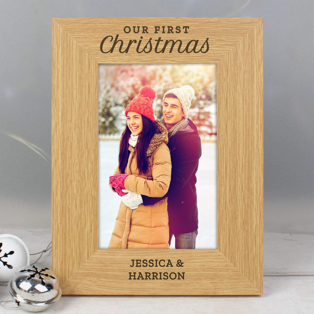 Personalised ’Our First Christmas’ Oak Photo Frame: 1 - Photo Frames By Gift Moments