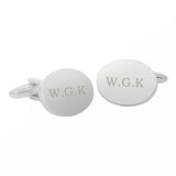 Personalised Rhodium Plated Oval Cufflinks: 3 - Cufflinks & Tie Slides By Gift Moments