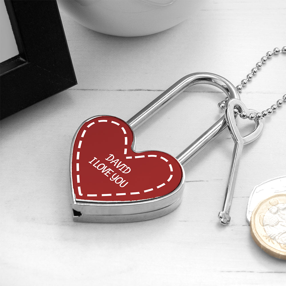 Personalised Parisienne Love Heart Padlocks - Keyrings at Gift Moments