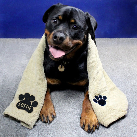 Personalised Microfibre Pet Towel with Paw Print: 2 - Pet Products By Gift Moments