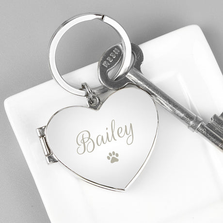 Personalised Paw Print Heart Keyring Frame: 3 - Keyrings By Gift Moments