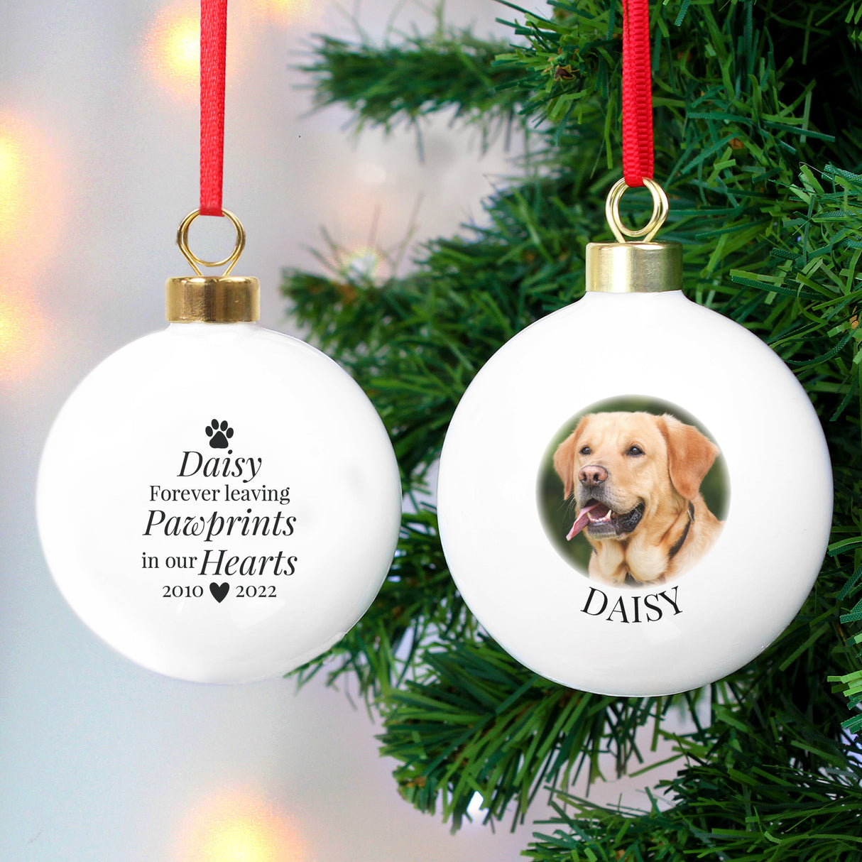 Personalised Paw Print Memorial Bauble: 1 - Christmas Baubles By Gift Moments