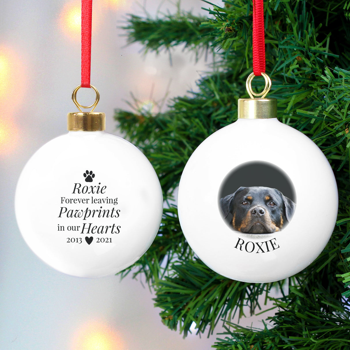 Personalised Paw Print Memorial Bauble: 4 - Christmas Baubles By Gift Moments