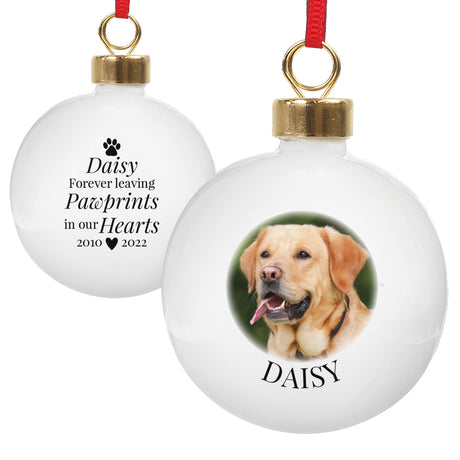 Personalised Paw Print Memorial Bauble: 3 - Christmas Baubles By Gift Moments